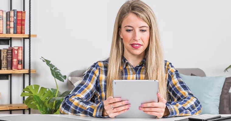 Woman Holding Tablet